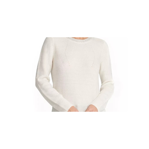 Maglione DKNY da donna premium bianco taglia grande impreziosito, in maglia traspirante, stile coreano, con logo frontale, vestito invernale maxi stampato - Product Image 2