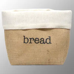 jute bread server bag with cotton lining inside and one color print logo jute burlap bread bag customize as per your requirement