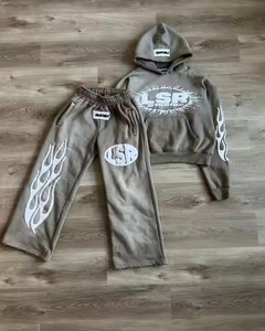 Custom Men Distressed <b>Embroidery</b> Custom Sweatsuit Vendors Men Loose Baggy Tracksuits Two Piece <b>Set</b> Jogging Suits <b>Set</b> for Men - Product Image 1