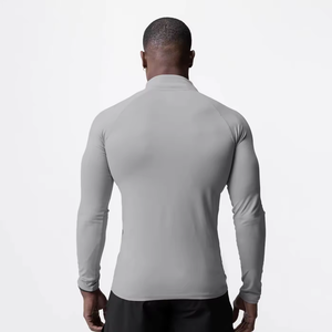 1/4 Quarter Zip Pullover Shirt <b>Mens</b> <b>Long</b> <b>Sleeve</b> Sport Shirt Bodybuilding for <b>Gym</b> Fitness Exercise Tight Zipper Collar Shirts - Product Image 3