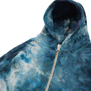 Sudadera con Capucha y Cremallera Completa Tie-Dye Personalizada Ocean Storm 2026 en Tonos Azules y Teñida a Mano 100% Algodón Estilo Urbano Unisex - Product Image 5