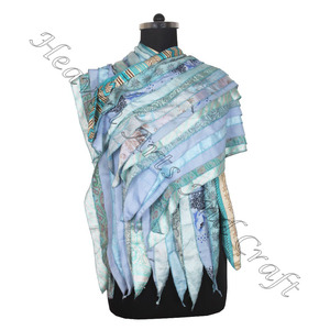 Nouveau indien Vintage soie 15 bandes Sari écharpes 2023 recyclé fabricant en gros de l'Inde Sari patchs écharpe réversible - Product Image 2