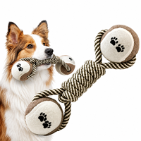 Jouet à mâcher pour chien en caoutchouc durable et écologique, en forme d'haltère, avec nœud en corde, jouet interactif pour chien