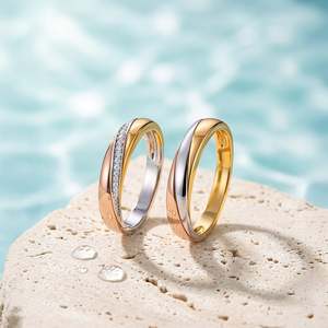 Jeulia Classic Tri-Color Sterling Silver <b>Couple</b> <b>Ring</b> Set <b>for</b> <b>Wedding</b> - Product Image 3