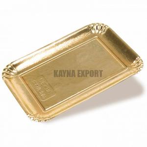 Bandeja de Metal de espejo cuadrado de lujo, bandeja decorativa de Metal de acero inoxidable con acabado brillante dorado, bandeja decorativa en relieve para el hogar y el Hotel - Product Image 1