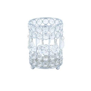 Nouvelle conception forme ronde cristal perlé chandelier grand couleur argent support votif élégant bougeoir pour les mariages événements - Product Image 2