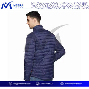 Chaqueta acolchada de diseño azul personalizada de Venta caliente de invierno para hombres Chaquetas acolchadas con capucha de abrigo personalizadas de fábrica OEM para hombres - Product Image 3