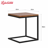 Table basse vintage rétro OEM ODM avec structure en fer forgé et plateau en bois massif pour salon, café, salle de séjour