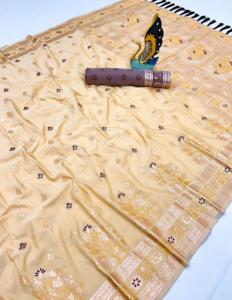 Saris de algodón de seda suave pura de primera calidad con traseros tejidos por todas partes con la colección Classic Pallu Saree - Product Image 5