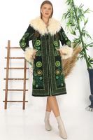 Fabricants de vêtements pour femmes personnalisé dames hiver fourrure doudoune et manteaux nouveauté Suzani Robe longue broderie