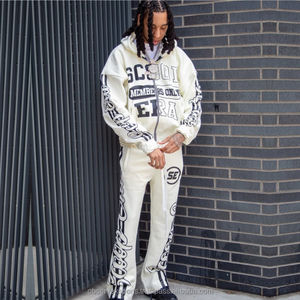 Custom Sun Fade Heavyweight Boxy Fit French Terry 450 Gsm Stacked Chándal Vintage Zip up Pantalones de chándal de gran tamaño y conjunto de Sudadera con capucha - Product Image 1