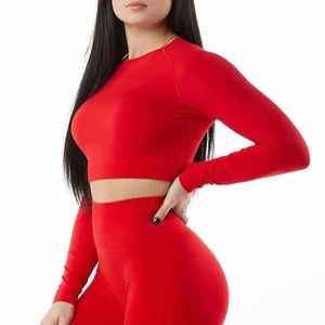 Nouveaux ensembles de pantalons à manches longues pour femmes sans couture à la taille respirante à la mode de haute qualité ensembles de yoga confortables pour l'été - Product Image 4