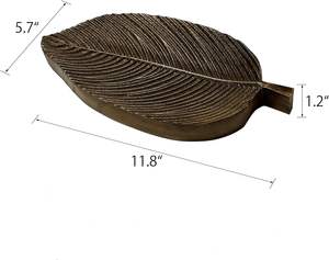 Plateau décoratif en feuilles de bois sculpté à la main, plateau au design unique pour la présentation de bijoux - Product Image 4