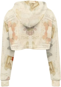 Top court à capuche pour femmes 100% coton polaire haute qualité sweat à capuche court pour femmes manches longues motif mignon imprimé haut court 2026 - Product Image 3