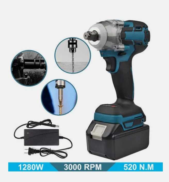 (HY) Cordless Electric Impact Wrench Gun 1/2'' High Power Driver W/ Li-ion Battery US