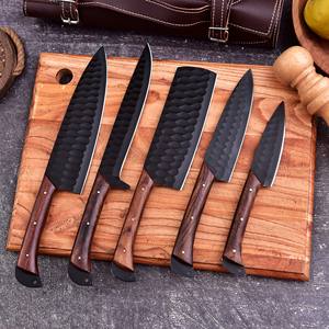 Nouveauté : Ensemble de couteaux de chef avec manche en bois et lame gravée, fabrication artisanale, acier inoxydable professionnel. - Product Image 4