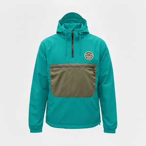 Veste coupe-vent longue vintage à capuche personnalisée avec poche avant et grande poche, demi-zip, design 2026 - Product Image 1