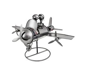 Handcrafted Metal <b>Airplane</b> Sculpture with Pilot Co-Pilot Pilot gift idea Sturdy base for stability and display - Product Image 1