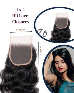 Naturel Brun Noir 4x4 HD pour Swiss Lace Closure Perruque Bonne Densité 360 pour Lace Frontal Extensions Remy Hair Grade pour Femmes - Product Image 5