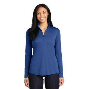 Sweat-shirt à fermeture éclair pour femme, marque personnalisée, concurrent, évacuation de l'humidité, 1/4-vrai bleu Royal - Product Image 1