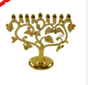 Menorá de 8 brazos de acero inoxidable con acabado plateado de alta venta para templo - Product Image 2