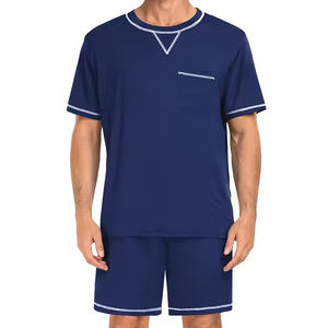 2025 conjunto de dos piezas de moda para hombres, camisa de cuello redondo transpirable de algodón de manga corta y pantalones cortos, conjunto de camisetas de verano para hombres - Product Image 4