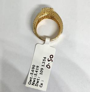 Anillo de Compromiso de Lujo con Halo, Chapado en Oro Amarillo de 14K y Rodio, Combinación de Diamantes Naturales, Certificado IGI, Disponible para Exportación - Product Image 5
