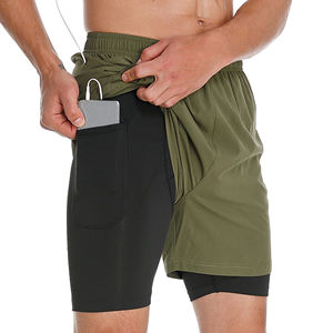 Short de gymnastique confortable à séchage rapide pour hommes Bermuda en velours côtelé avec poche pour téléphone pour le tennis, le basket-ball et le football - Product Image 1