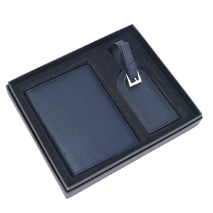 Couverture de passeport et ensemble d'étiquettes de bagage portefeuille de voyage personnalisé porte-documents élégant cadeau de voyage Unique LPT-0021C en cuir - Product Image 1