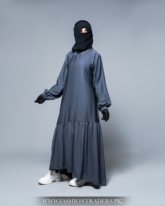 Abaya croisée à volants avec manches à bouton-pression pour femmes musulmanes robe islamique modeste vêtement confortable quotidien fournisseur en gros - Product Image 3