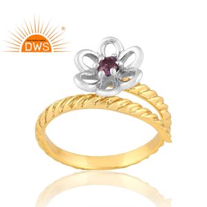 Anillo de piedras preciosas de amatista Natural de latón 925, joyería de diseño personalizado para mujer, regalo para ella - Product Image 1