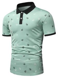 2025 verano hombres cuello moda manga corta Polo estampado hombres manga corta botón Polo camisa - Product Image 5