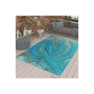 Alfombra de poliéster marmoleada turquesa, Diamante Rectangular impreso Digital de alta calidad para sala de estar, dormitorio, muebles para adolescentes - Product Image 4