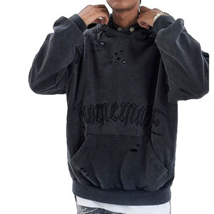 Sweats à capuche délavés de haute qualité 2025 pour hommes, design personnalisé, vêtements décontractés thermiques, style urbain uni, hiver, 100% coton brodé - Product Image 3