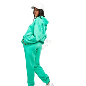 Survêtement décontracté pour femmes, 100% coton respirant, pour l'hiver, motif uni, sweat-shirt et pantalon de survêtement, service OEM, taille plus, polaire, adultes - Product Image 4