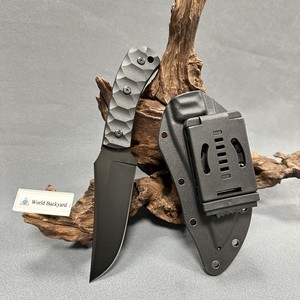 Dao săn chiến thuật EDC tùy chỉnh cầm tay, lưỡi dao CNC phủ Titanium, cán bằng sợi Nylon ZR14R, kèm bao đựng và kẹp lưng - Product Image 1