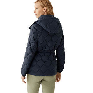 Vente chaude Solide Bleu Couleur Doudoune pour Femmes Respirant Polyester Tissu Coton Remplissage Amovible À Capuche Bulle Veste - Product Image 3