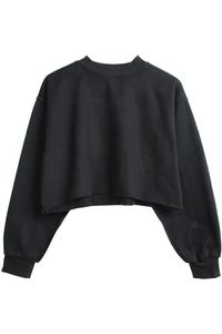 Sudadera recortada XS de alta calidad para mujer, 100% de algodón, manga larga, cuello redondo, invierno, informal, forrado, hombro caído, Sudadera con capucha, teñido liso - Product Image 5