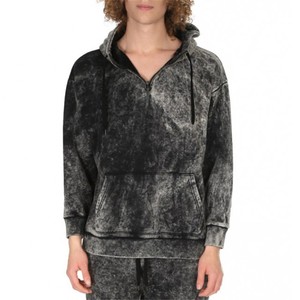 Sudadera con capucha térmica lavada con agua con logotipo personalizado High Street Series 100% algodón suéter masculino con estilo Vintage lavado con piedra bordada - Product Image 5