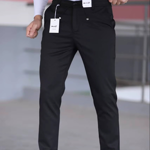 Pantalon extensible imperméable de coupe régulière bleu marine pour homme, pantalon de bureau intelligent décontracté, élastique, fermeture éclair, braguette droite en coton Hip Hop - Product Image 1