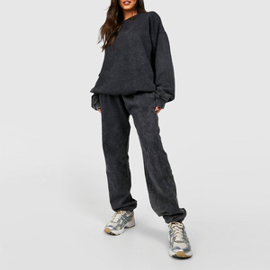 Ensemble de survêtement décontracté d'été pour femme MESS SPORTS, col rond, manches courtes, délavé à l'acide, tie-dye, taille haute, en jersey, vente en gros - Product Image 1