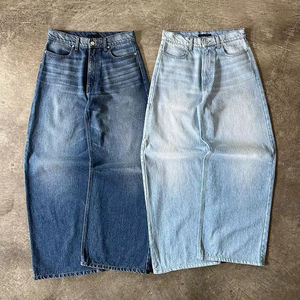 Fabricant de jeans baggy taille haute personnalisés pour hommes, ample, surdimensionné, délavé à l'acide, vintage, jambes larges, denim vieilli, solide - Product Image 3
