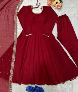 Vestido Anarkali de diseñador de Venta caliente para mujer Atractivo Pishwas Vestidos para festivales indios y fiestas Última ropa de boda - Product Image 6