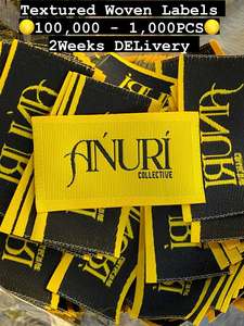 100 étiquettes tissées de vêtements de haute qualité tissu de vêtement de marque personnalisée avec Logo 2x5cm pli d'extrémité/pli central bord découpé au Laser - Product Image 5