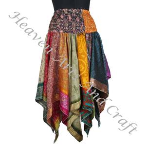 DS024 Urban Tribal Dance Assorted Skirt Boho Vintage <b>Satin</b> Silk Skirt Comfortable Designer <b>Saree</b> With Sexy Print Long Export - Product Image 5