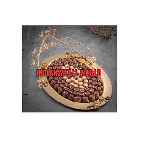 Fabrique et Fournisseurs De Papillon Design Multi Couleur Chocolat Plateau De Service À La Main Or Couleur Métal Rond Doux Plateau - Product Image 5