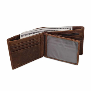 Portefeuille en cuir véritable pour hommes Cuir aniline de vache brillant-Portefeuille en cuir de haute qualité avec logo personnalisé - Product Image 5