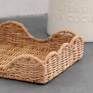 Porte-serviettes en rotin à bord festonné, porte-mouchoirs en osier, couleur verte, organisateur de table, décoratif pour la table, accessoire de maison - Product Image 3