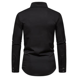 Venta caliente de manga larga de diseño único camisa bordada hombres 100% algodón de alta calidad transpirable OEM tamaño personalizado venta - Product Image 3