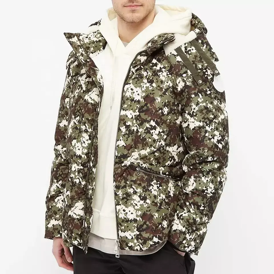Jaket Puffer kualitas tinggi pria Logo bahan kustom gambar lebih besar jaket musim dingin empuk sublimasi untuk pria